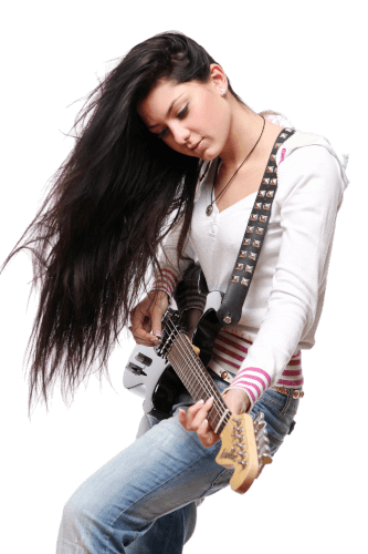 woman playing guitar